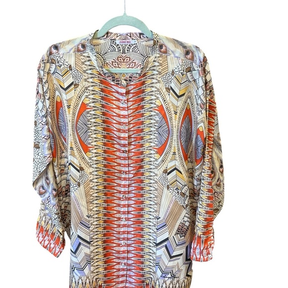 Johnny Was Vibrant Orange and Cream Tunic - Picture 2 of 9